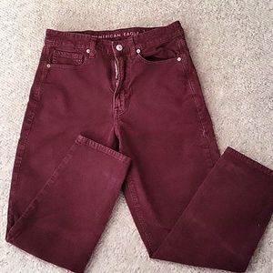 AMERICAN EAGLE BURGUNDY CORDOROY PANTS SZ 6 SHORT